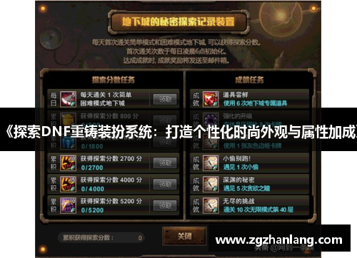 《探索DNF重铸装扮系统：打造个性化时尚外观与属性加成》